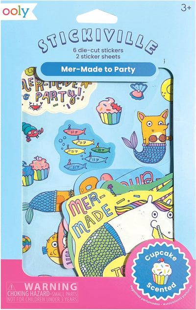 Ooly - autocollants stickiville : mermade to party - parfumés (2 feuilles 6 découpées)