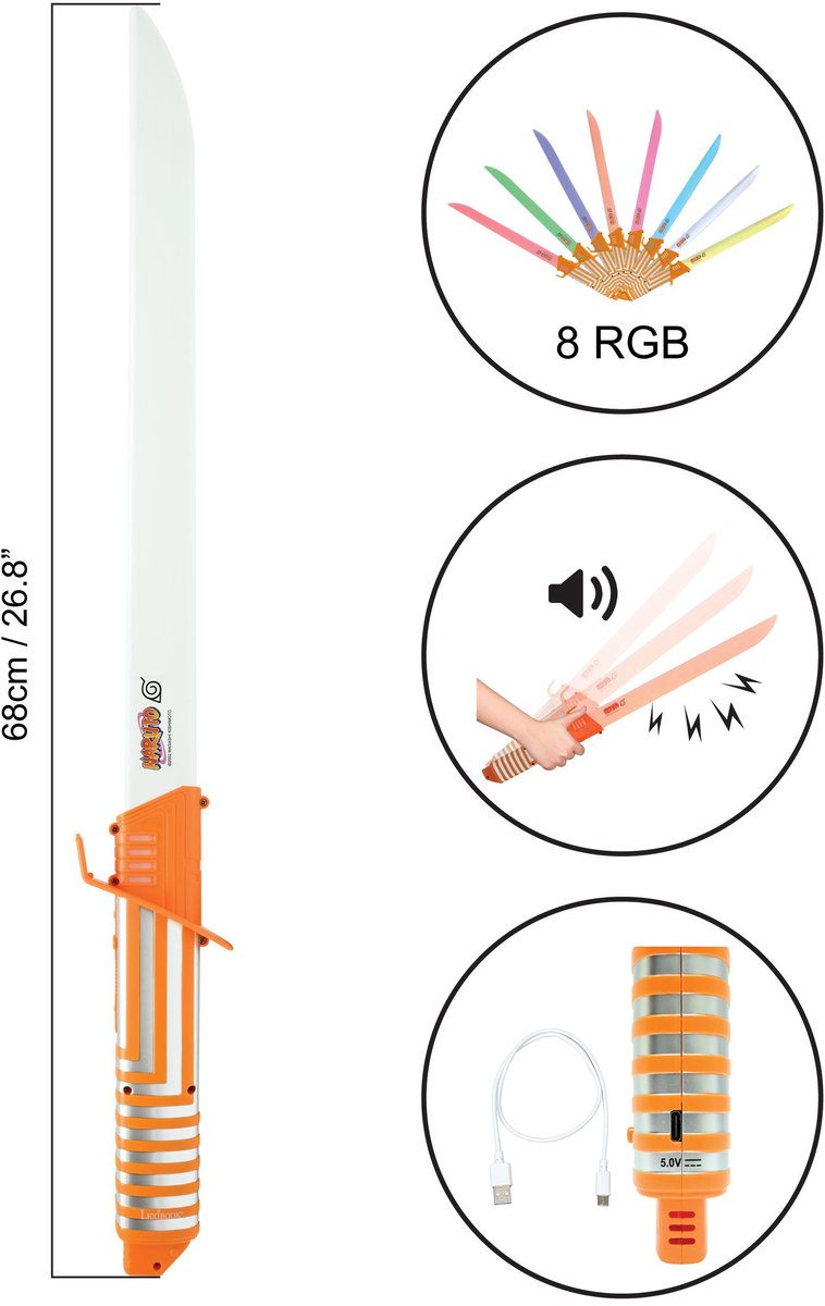 Épée laser LED Lexibook Naruto avec effets sonores