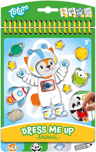 Totum dress me up autocollant livre d'habillage et de coloriage livre de vacances animaux 24 pièces - jouets junior à partir de 3 ans autocollant et couleur - panda et renard