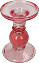 Bougeoir collection Hd verre rose 9x9x13cm