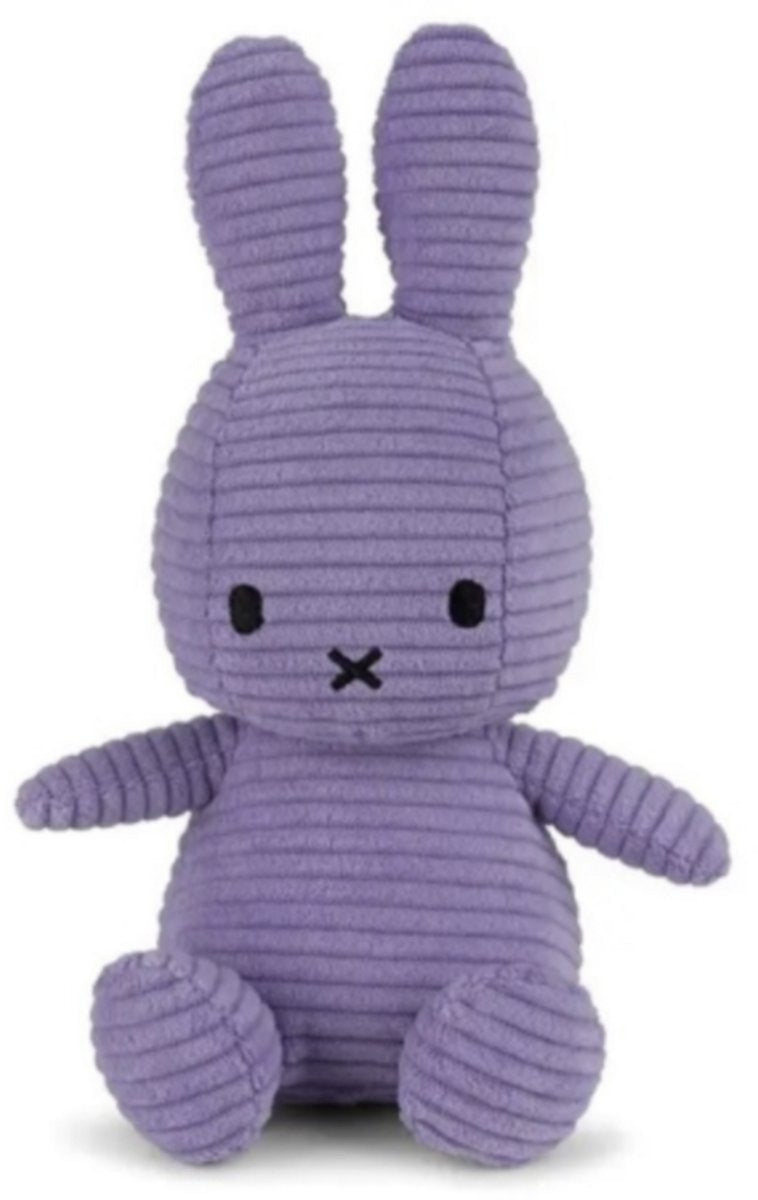 Peluche Miffy en velours côtelé - 23 cm - éco - violet foncé