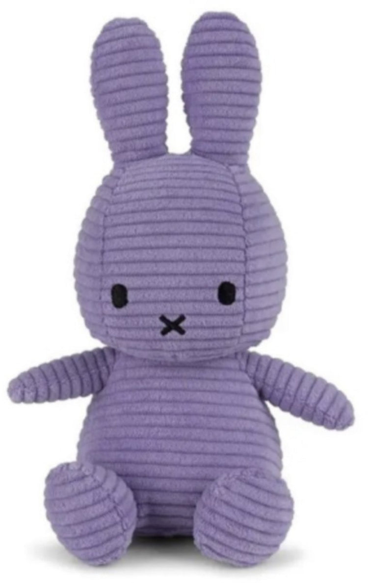 Peluche Miffy en velours côtelé - 23 cm - éco - violet foncé