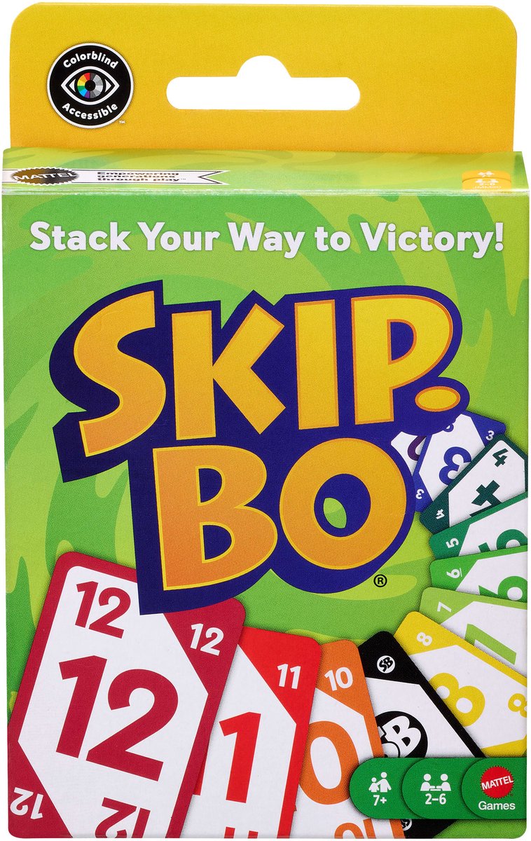 Mattel games skip-bo - jeu de cartes - pour 2-6 joueurs - exploration de la stratégie