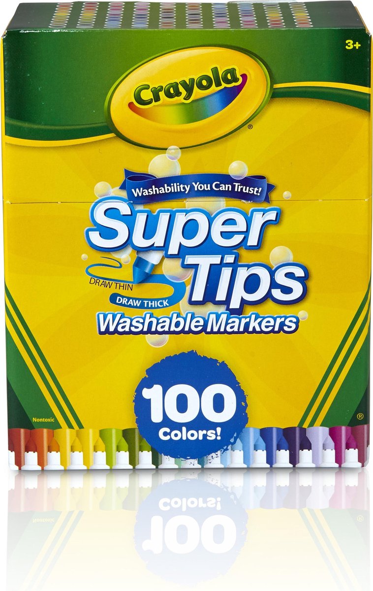 Crayola - super astuces - feutres - 100 feutres lavables - pour enfants