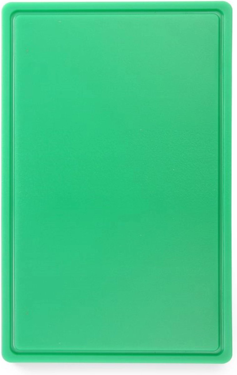 Planche à découper gastronorm Hendi – haccp – canal à jus et côté lisse – 530x325 mm – vert