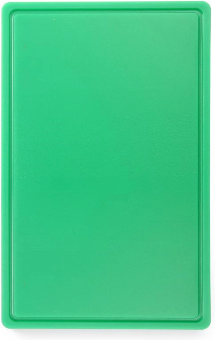 Planche à découper gastronorm Hendi – haccp – canal à jus et côté lisse – 530x325 mm – vert