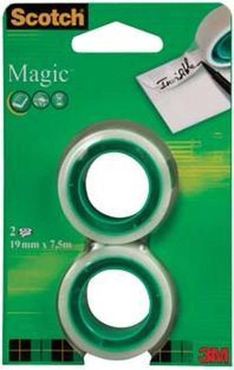 Scotch® ruban adhésif scotch magic tape taille 19 mm x 7,5 m blister avec 2 rouleaux