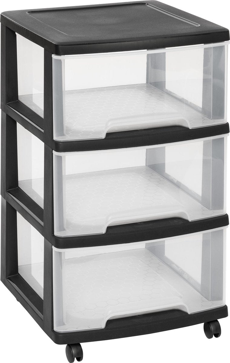 Système de tiroirs Curver essentials - 3x20 litres - 37,1x38,9x67 cm - noir