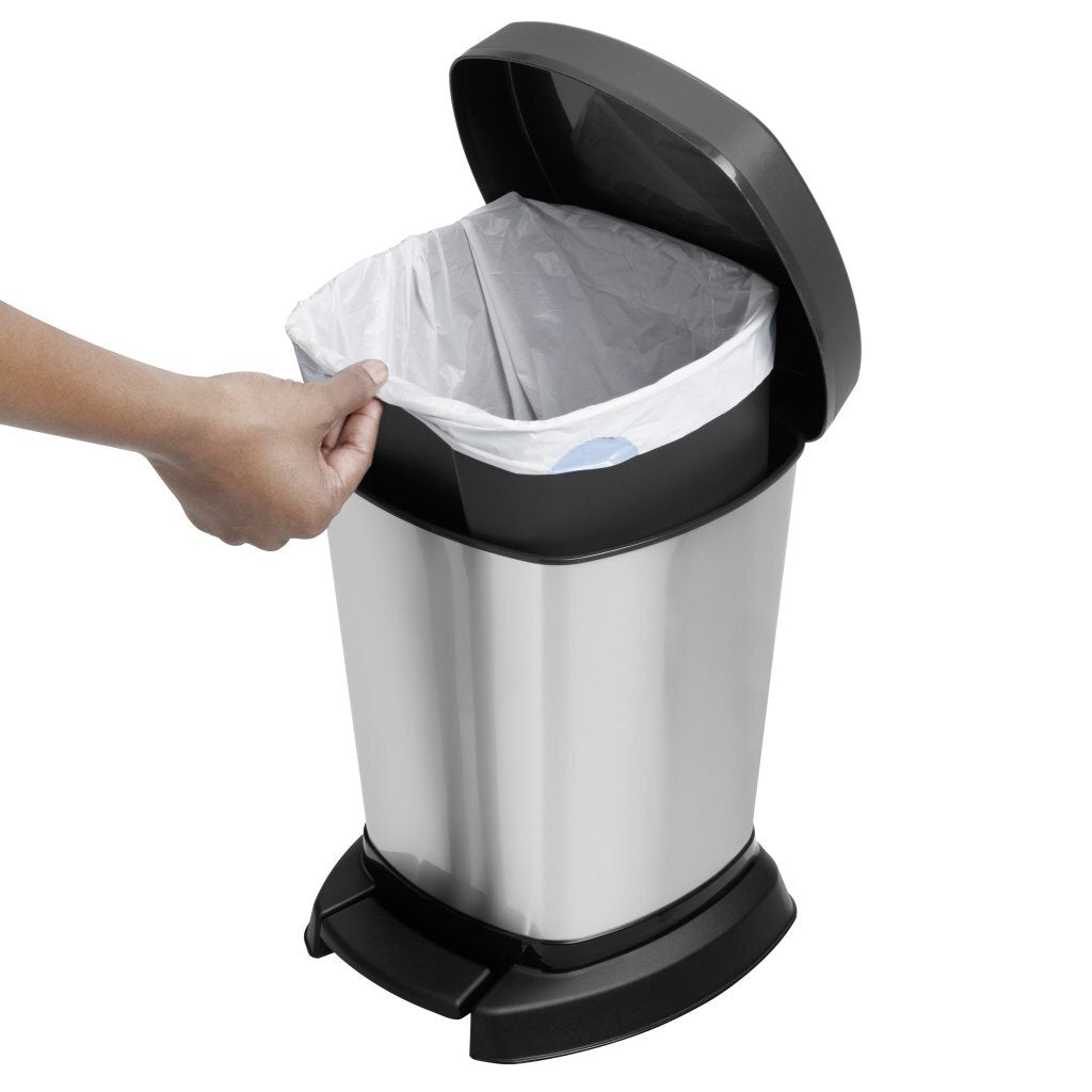 Rotho rotho paso pédale bac 6l argent métallique