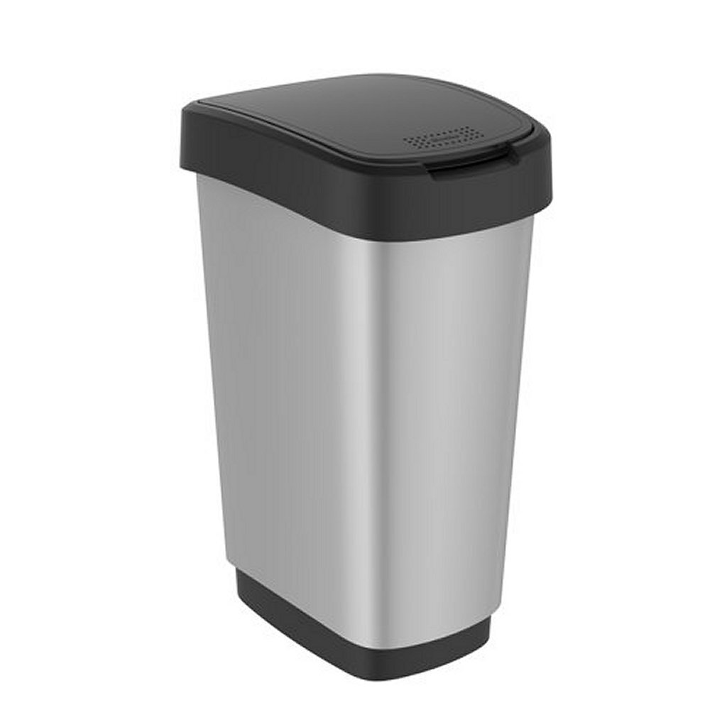 Rotho rotho twist déchet bac 50l argent métallique