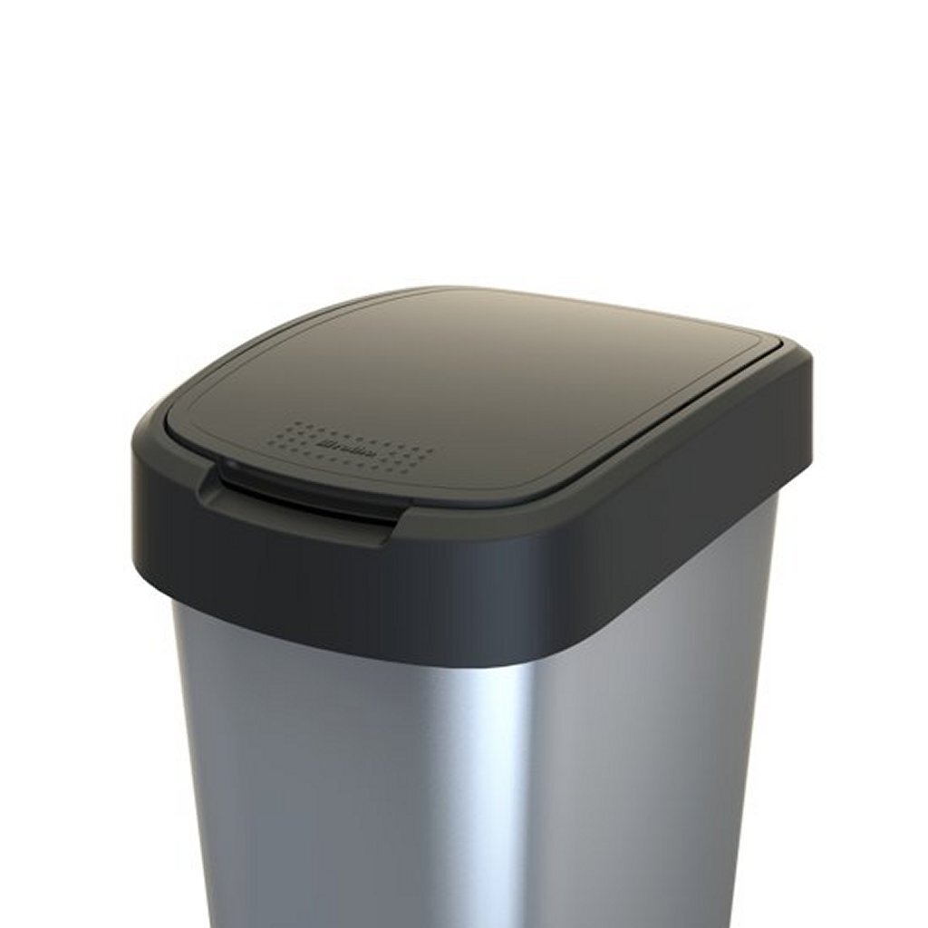 Rotho rotho twist déchet bac 50l argent métallique