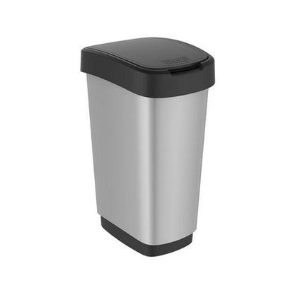 Rotho rotho twist déchet bac 25l argent métallique