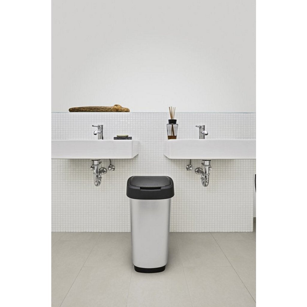 Rotho rotho twist déchet bac 25l argent métallique