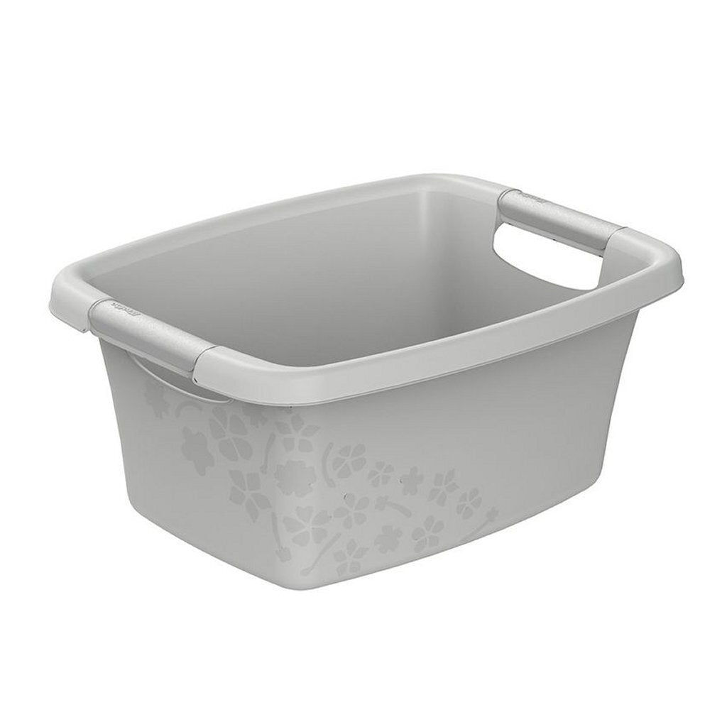 Rotho panier à linge fleurs 12l gris froid