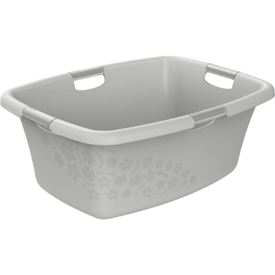 Rotho panier à linge fleurs 50l gris froid