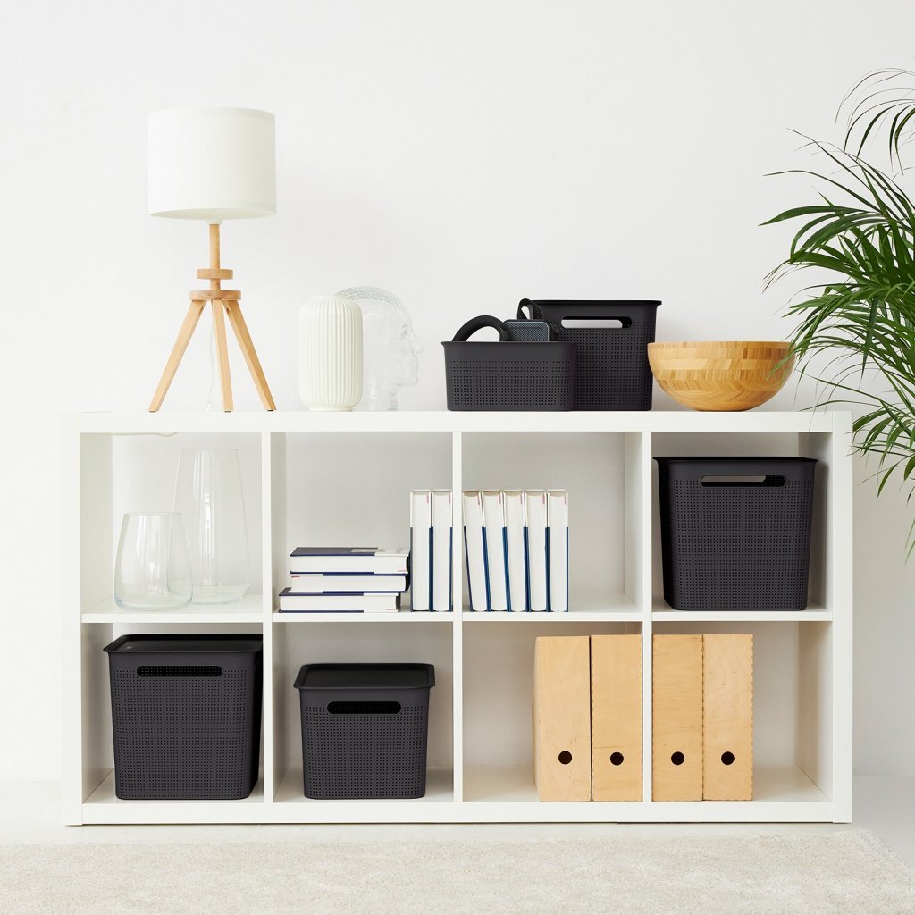 Panier de rangement Rotho brisen 36x26,2x21,1 cm 16l anthracite