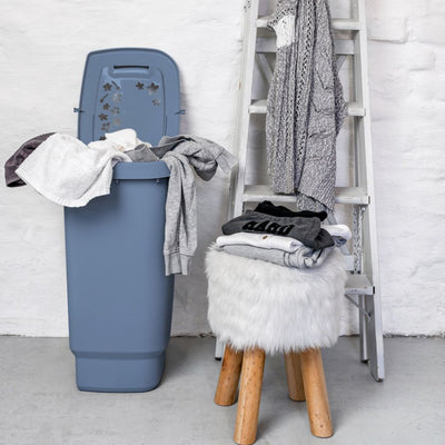 Rotho collecteur de linge fleurs 44,7x34,7x60,5 cm 55l bleu horizon