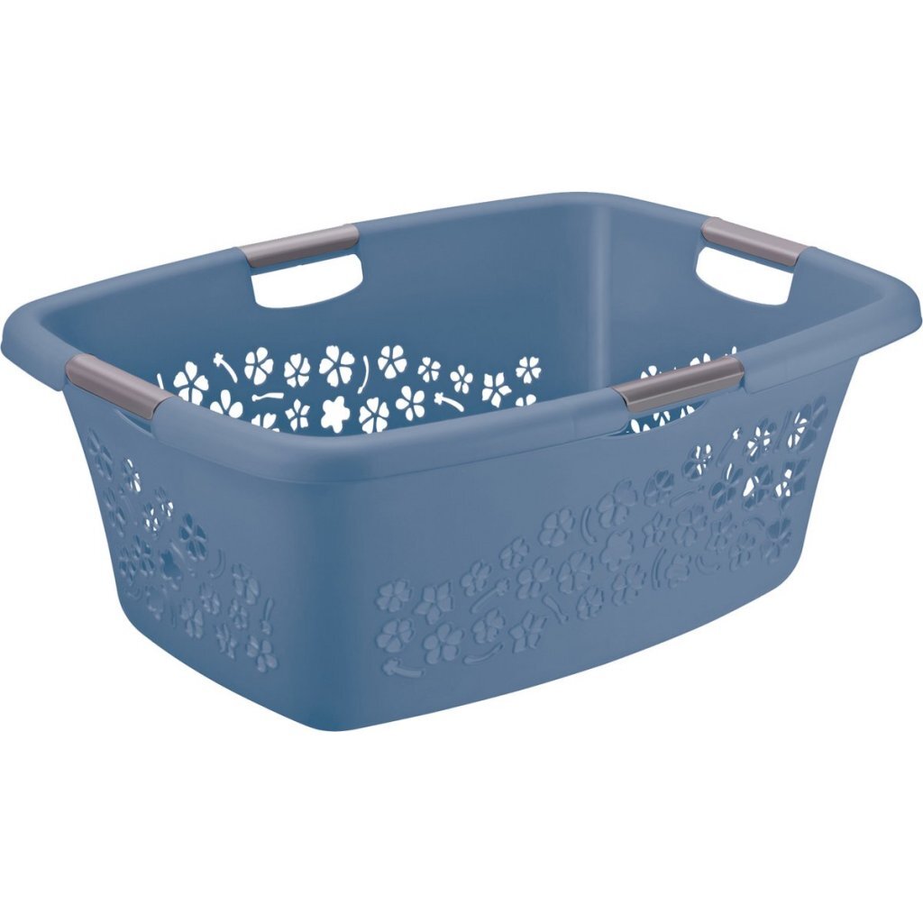 Rotho panier à linge fleurs 50l bleu horizon
