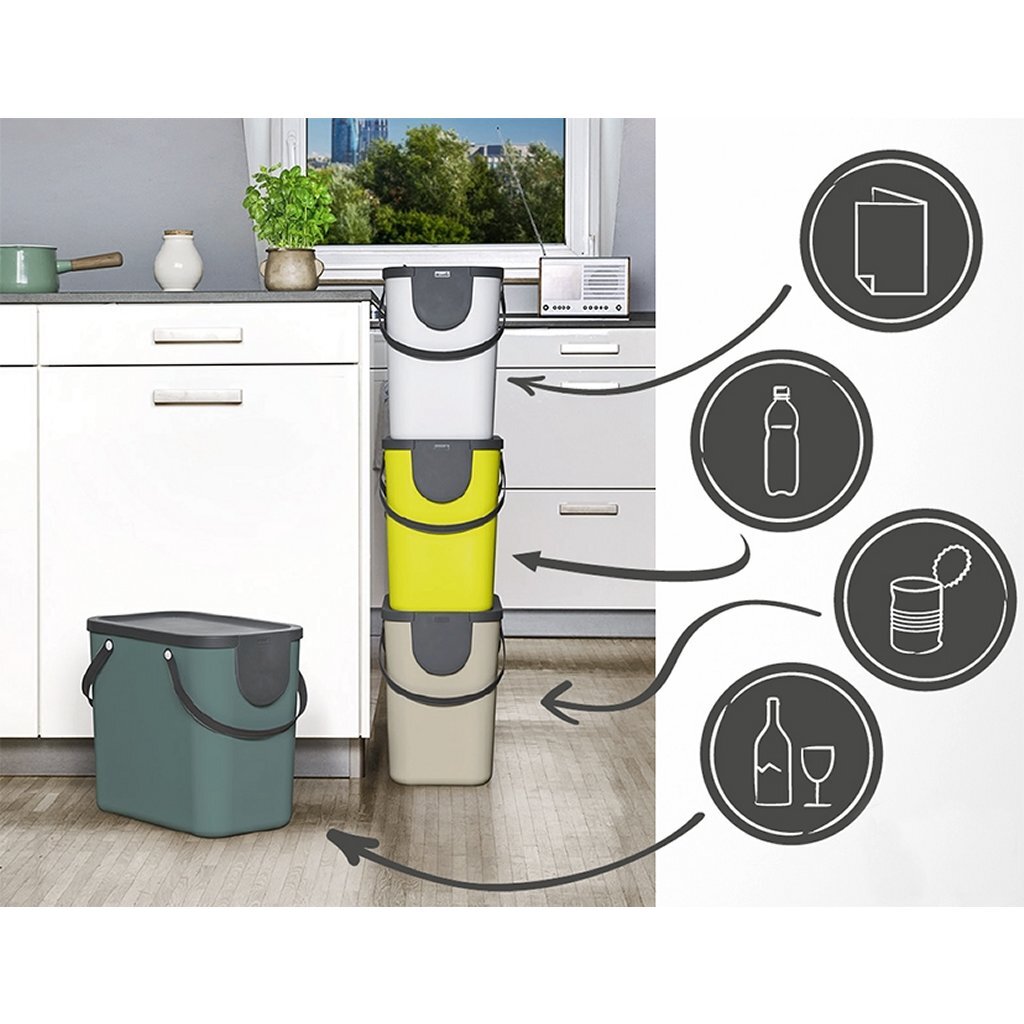 Rotho Rotho Albula Séparation des déchets Spread Bin 25L Mistletoe blanc