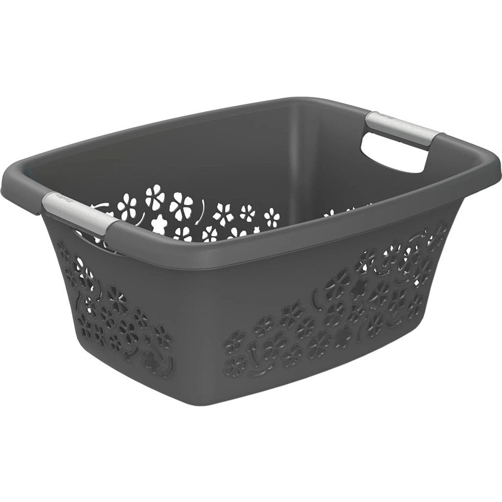 Panier à linge fleurs Rotho 25l anthracite