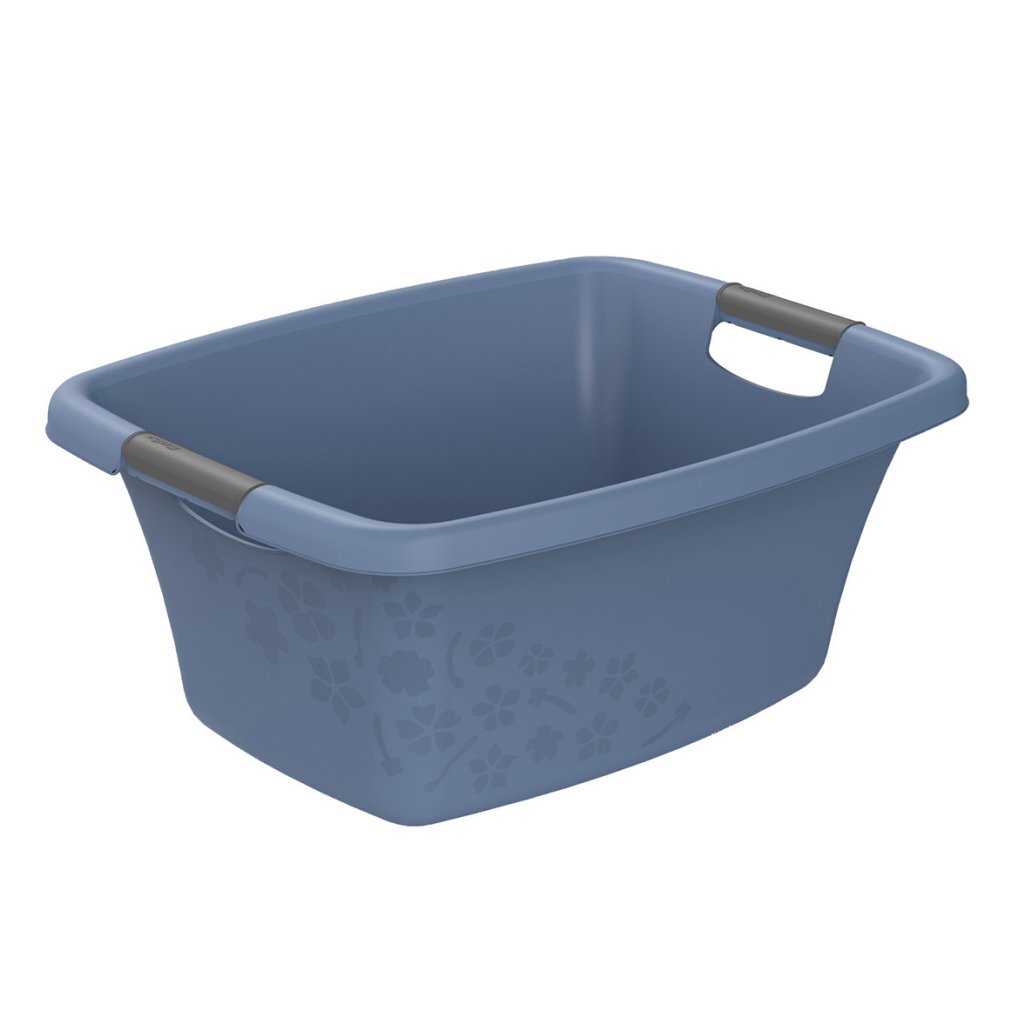 Rotho panier à linge fleurs 25l bleu horizon