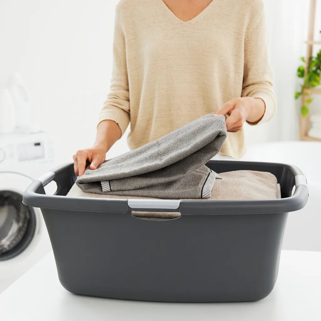 Panier à linge fleurs Rotho 50l anthracite