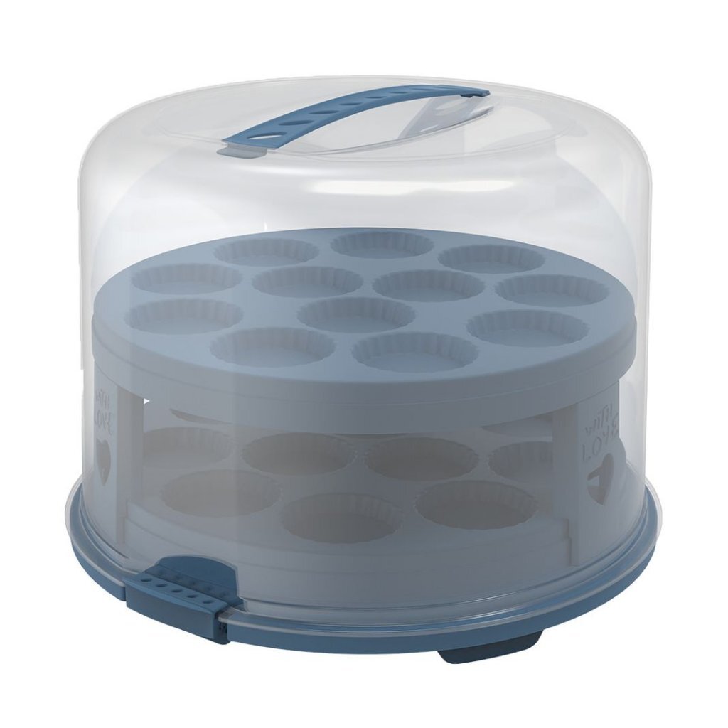Rotho Rotho Fresho Cake Box XL + Cupcake porte-cupcake 35.5x34.5x26 cm Horizon Bleu transparent