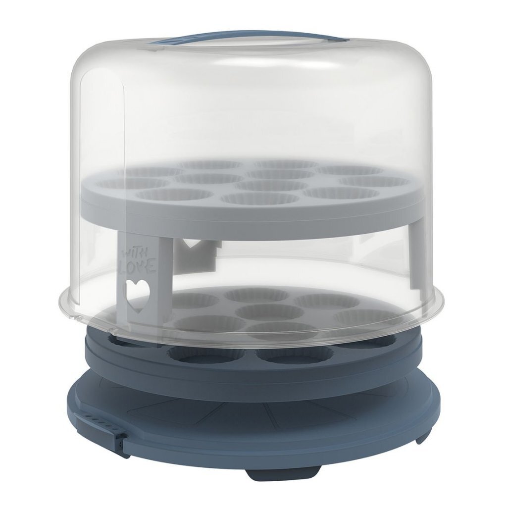 Rotho Rotho Fresho Cake Box XL + Cupcake porte-cupcake 35.5x34.5x26 cm Horizon Bleu transparent