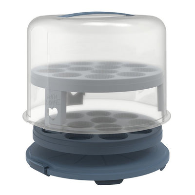 Rotho Rotho Fresho Cake Box XL + Cupcake porte-cupcake 35.5x34.5x26 cm Horizon Bleu transparent