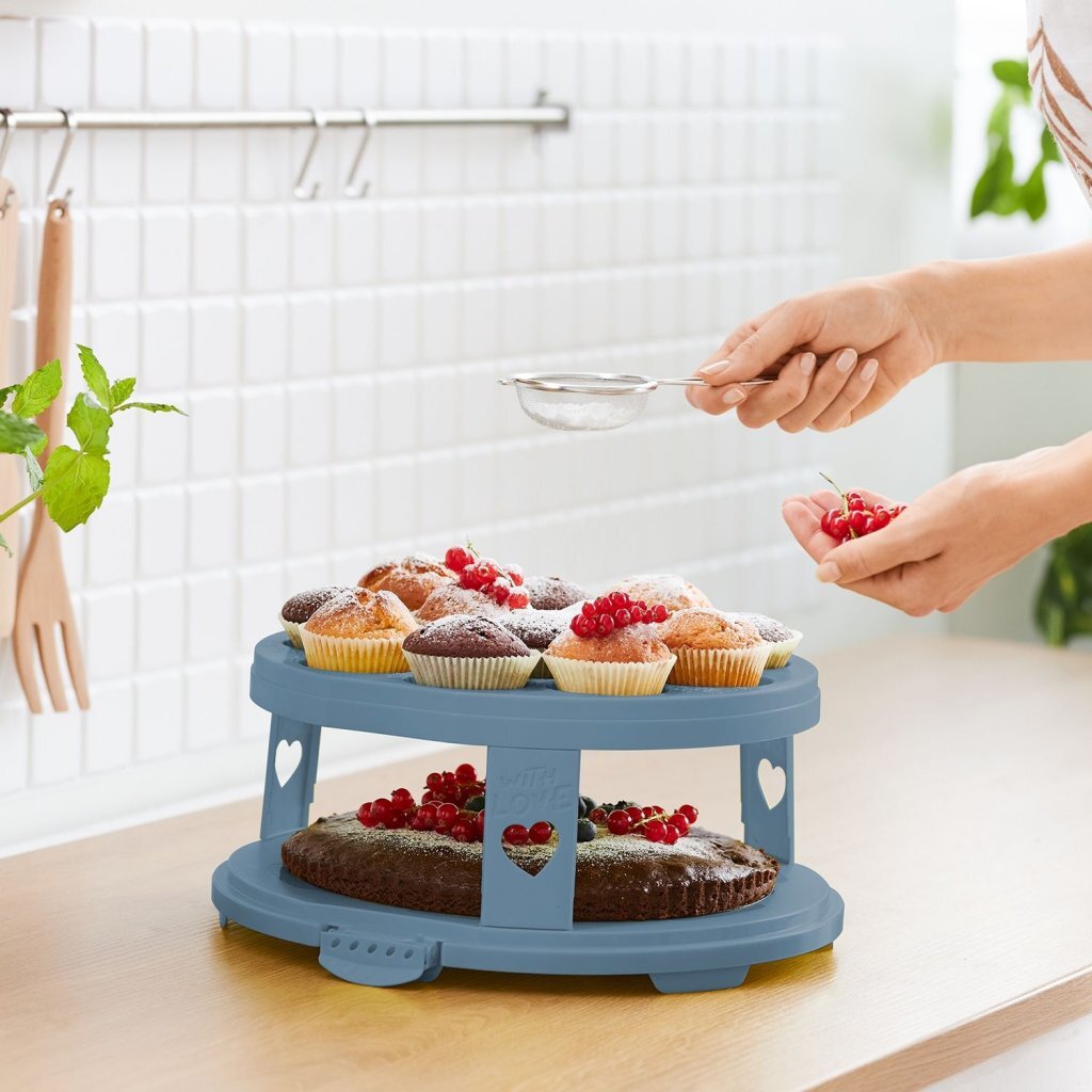 Rotho Rotho Fresho Cake Box XL + Cupcake porte-cupcake 35.5x34.5x26 cm Horizon Bleu transparent