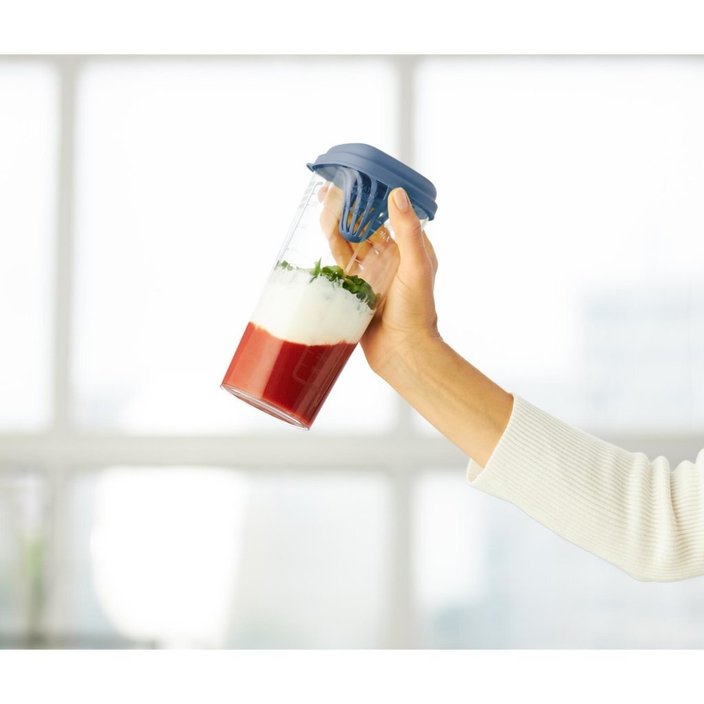 Rotho shaker avec presse 1 l loft horizon bleu