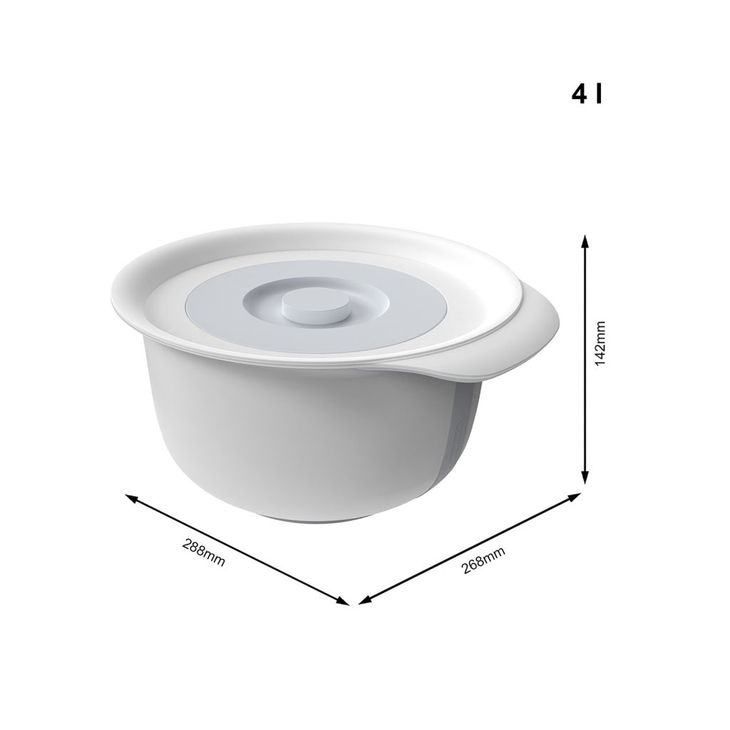 Rotho Rotho Bol de montage frais avec couvercle éclaboussant 4L Grey