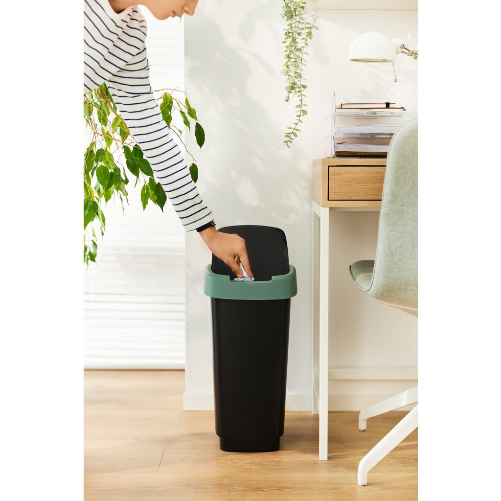 Rotho Rotho Twist Waste Bin 50L Misthracite vert