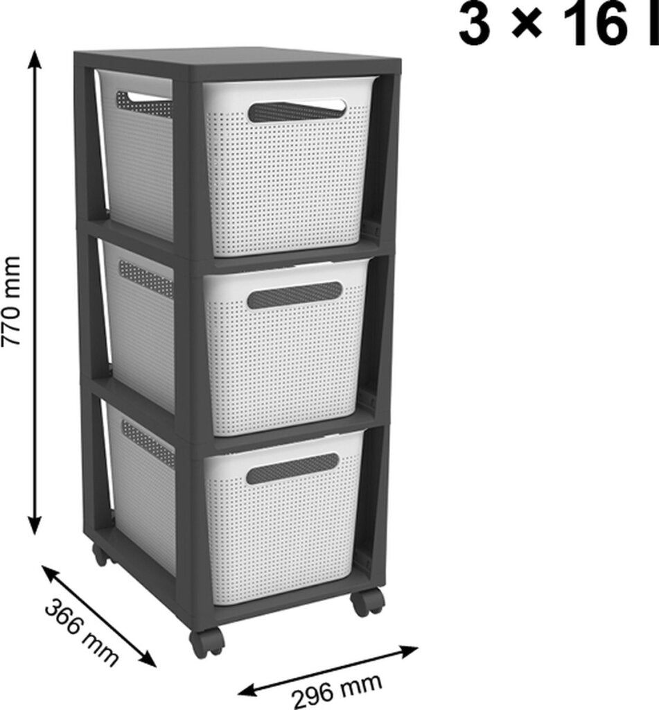 Commode design Rotho Brisen 3x16l blanc