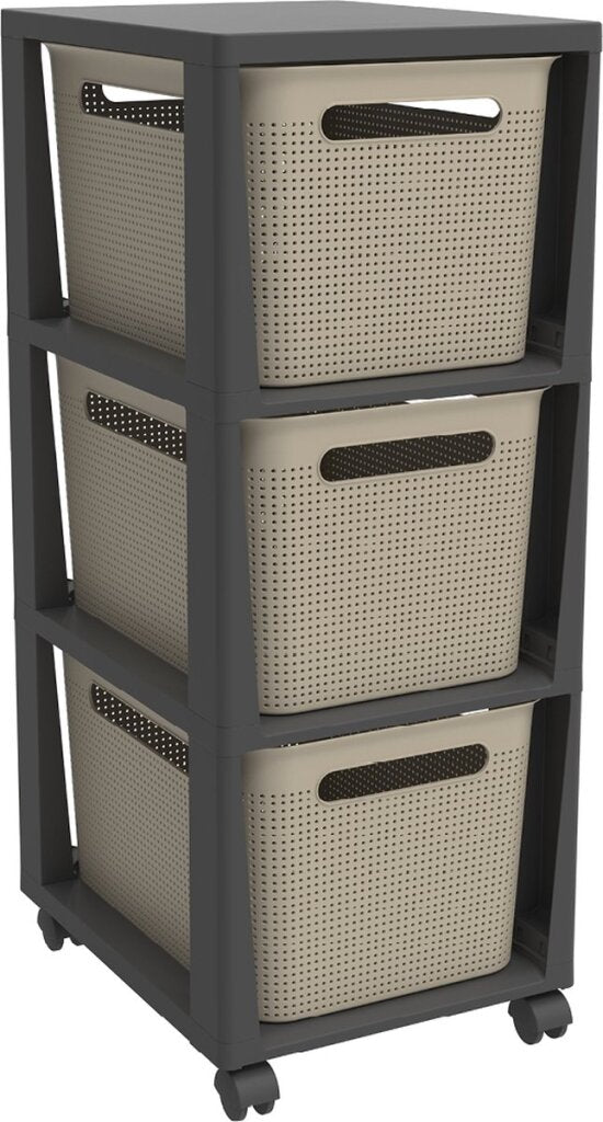Commode design tour Brisen Rotho 3x16l avec roulettes cappuccino