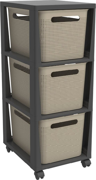 Commode design tour Brisen Rotho 3x16l avec roulettes cappuccino