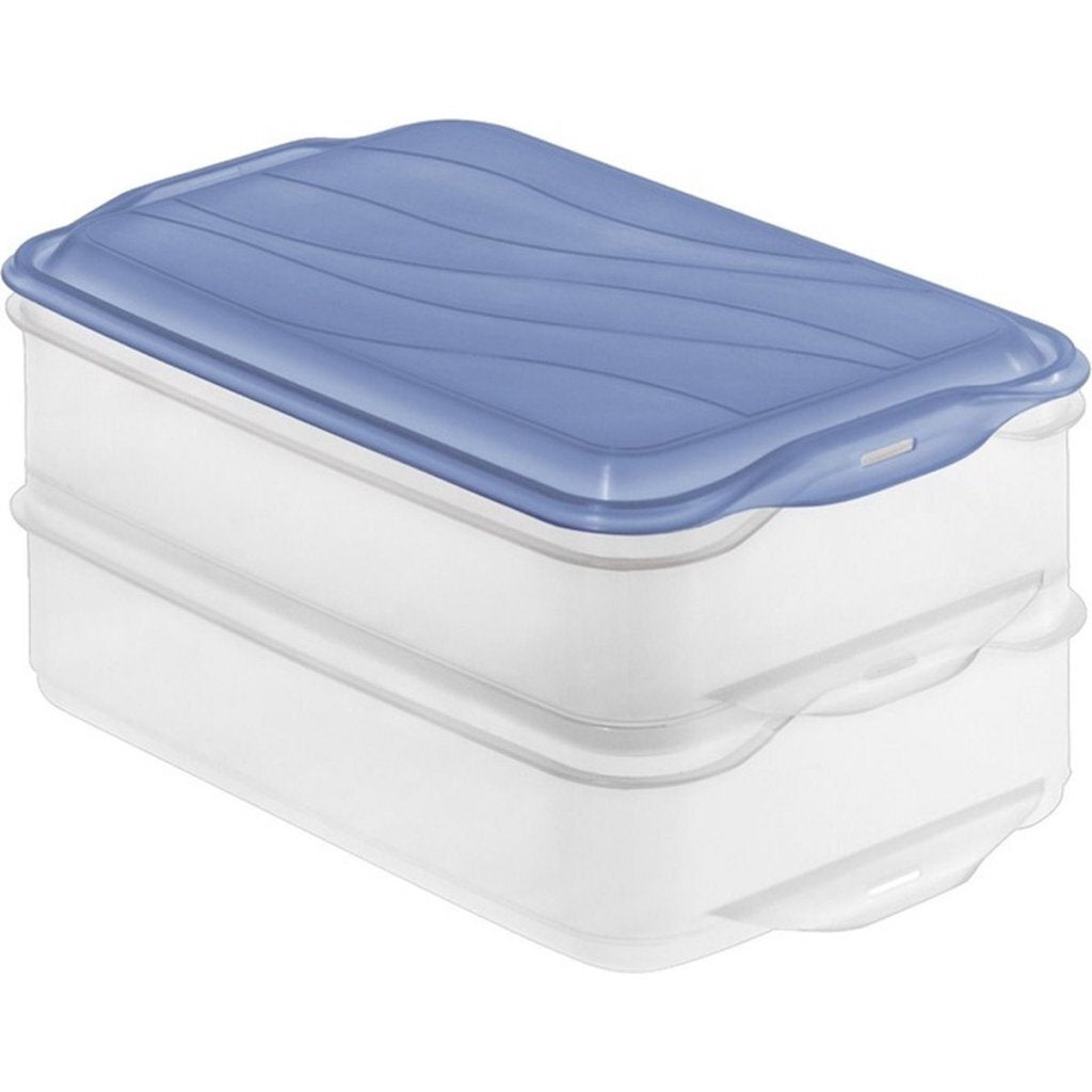Rotho boîte à viande rondo 2x1,35l bleu horizon transparent