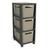 Commode Rotho pina avec 3 tiroirs 77x36,6x29,6 cm cappuccino anthracite