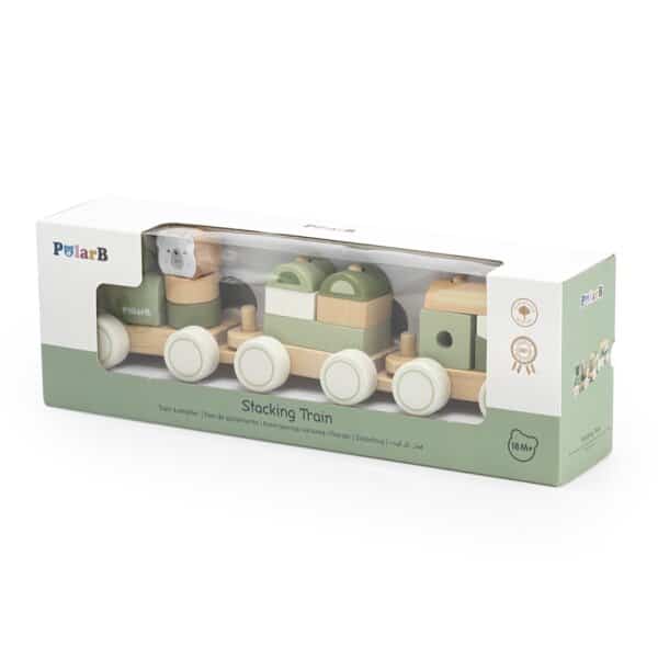 Train empilable en bois Oku polar b avec 2 wagons