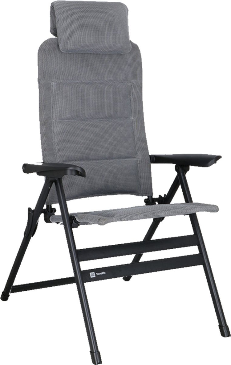 Chaise de camping Travellife Olbia - réglable sur 7 positions - appui-tête réglable - capacité de charge 140 kg