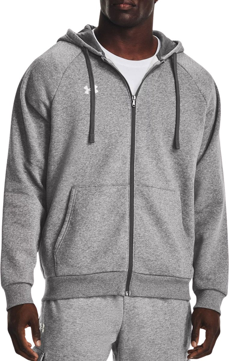 Under Armour UA Rival Fleece FZ Hoodie - Gris Pull de sport pour hommes - Castlerock Light Heather - Blanc