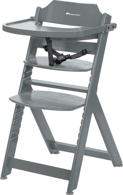 Chaise haute Bebeconfort timba - gris chaud - grandit avec votre enfant - réglable - sécurité optimale