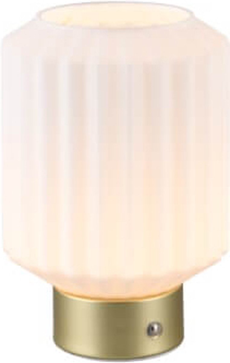 Rl vis ta lumière réalité seigneur - lampe de table - laiton mat - incl. 1x smd 2w - fonction tactile - rechargeable - verre blanc