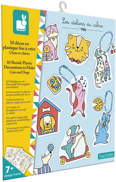 Janod - les ateliers du calme - autocollants sous film rétractable chats et chiens fous