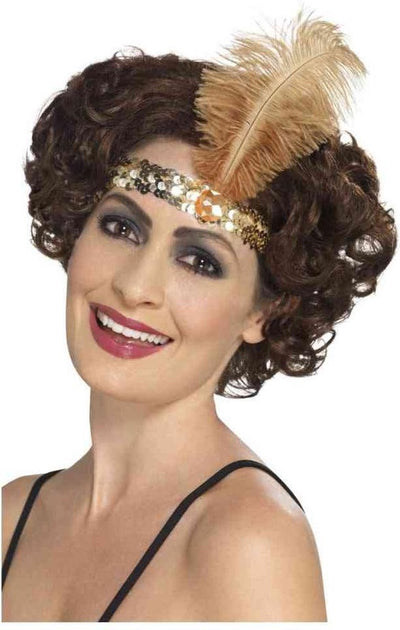 Bandeau Smiffys - Charleston - avec plume - doré