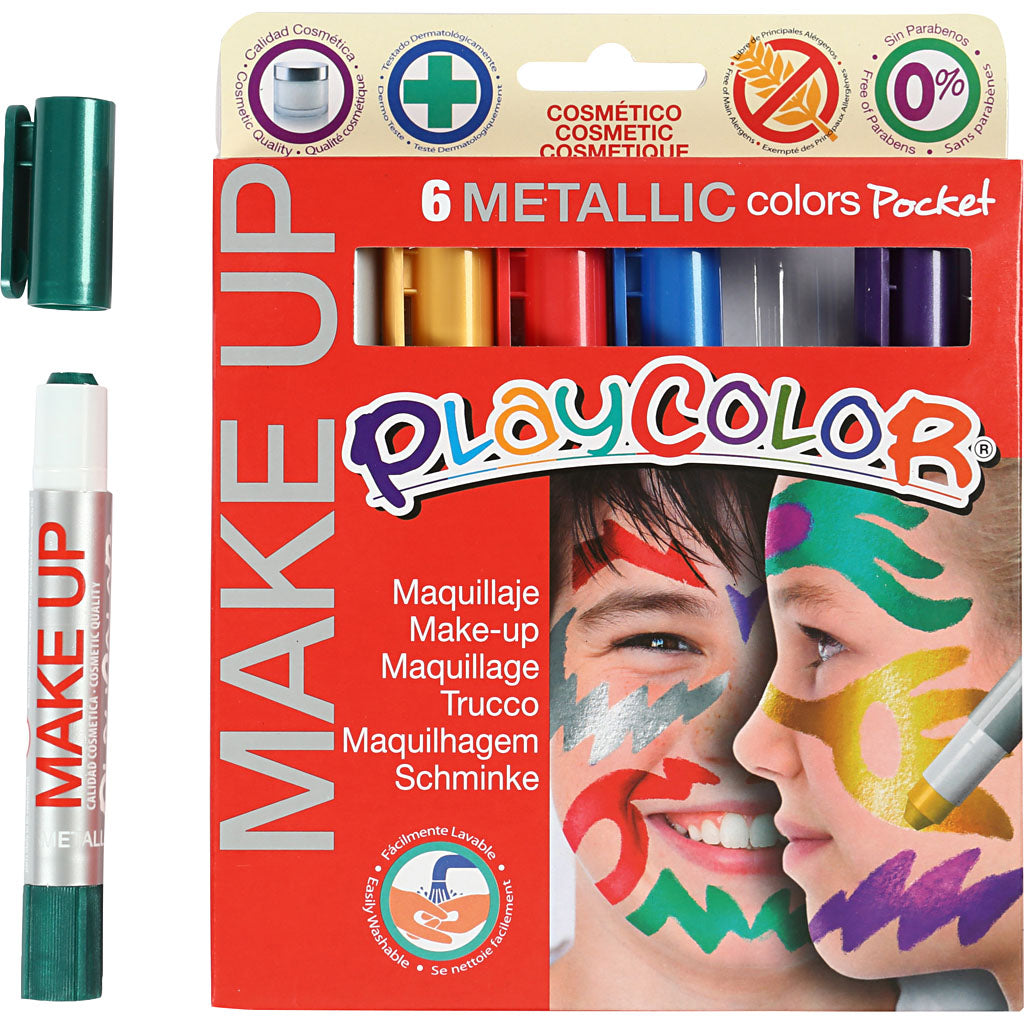 Playcolor® maquillage playcolor, métallisé, différentes couleurs, 6x5 gr 1 boîte