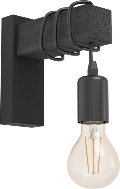 Applique Eglo townshend - e27 - 21,5 cm - bois - noir
