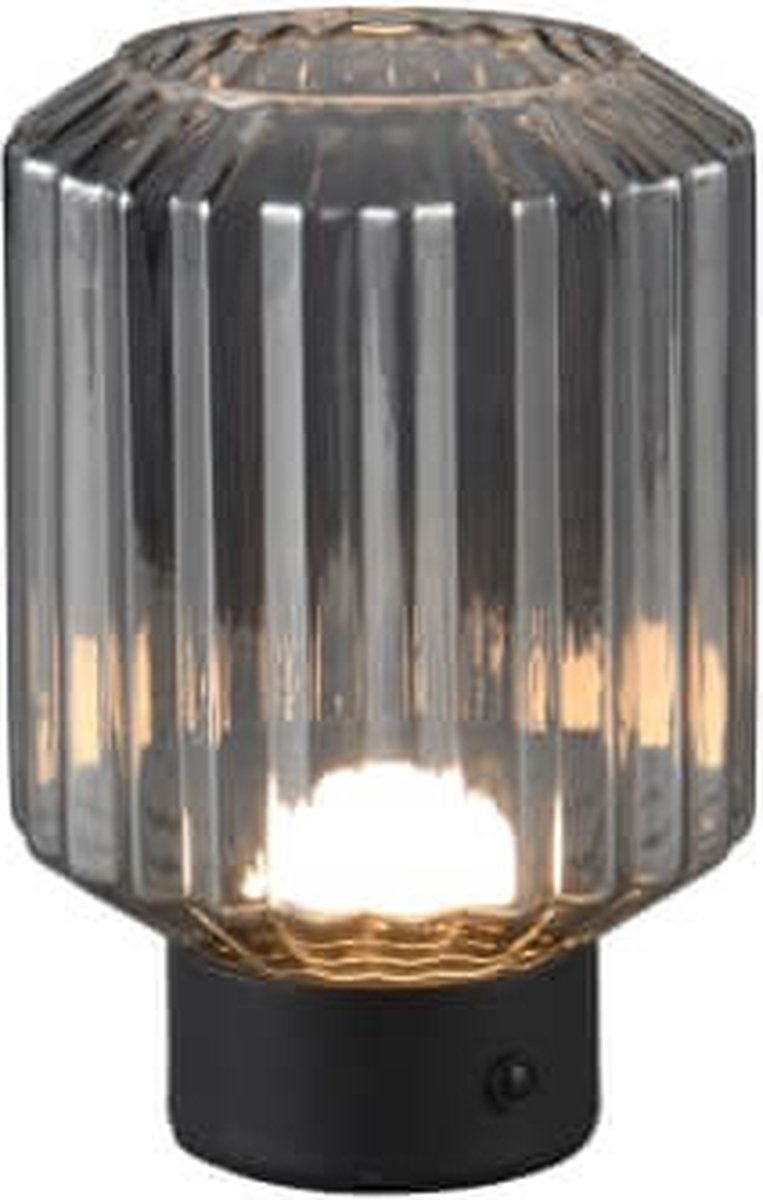 Rl vis ta lumière réalité seigneur - lampe de table - noir mat - incl. 1x smd 2w - fonction tactile - rechargeable - verre fumé