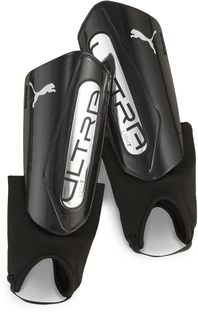 Protège-tibia unisexe Puma ultra léger à la cheville - noir-argent