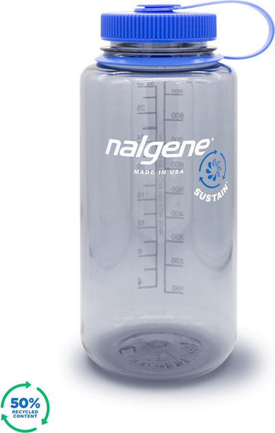 Nalgene - bouteille à large goulot - gourde - bouteille d'eau - étanche - 1000 ml - sans bpa - sustain - gris